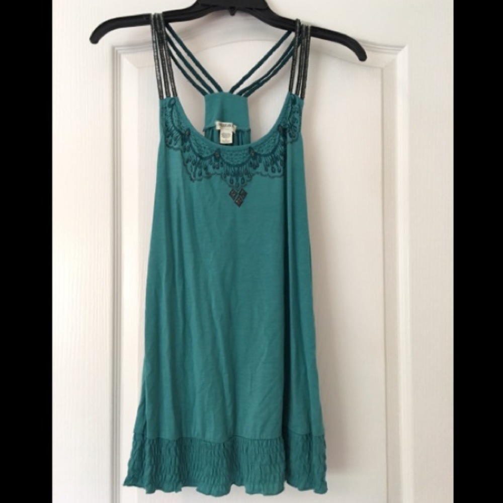 *DONATED* AMERICAN RAG | blue tank with grey beads